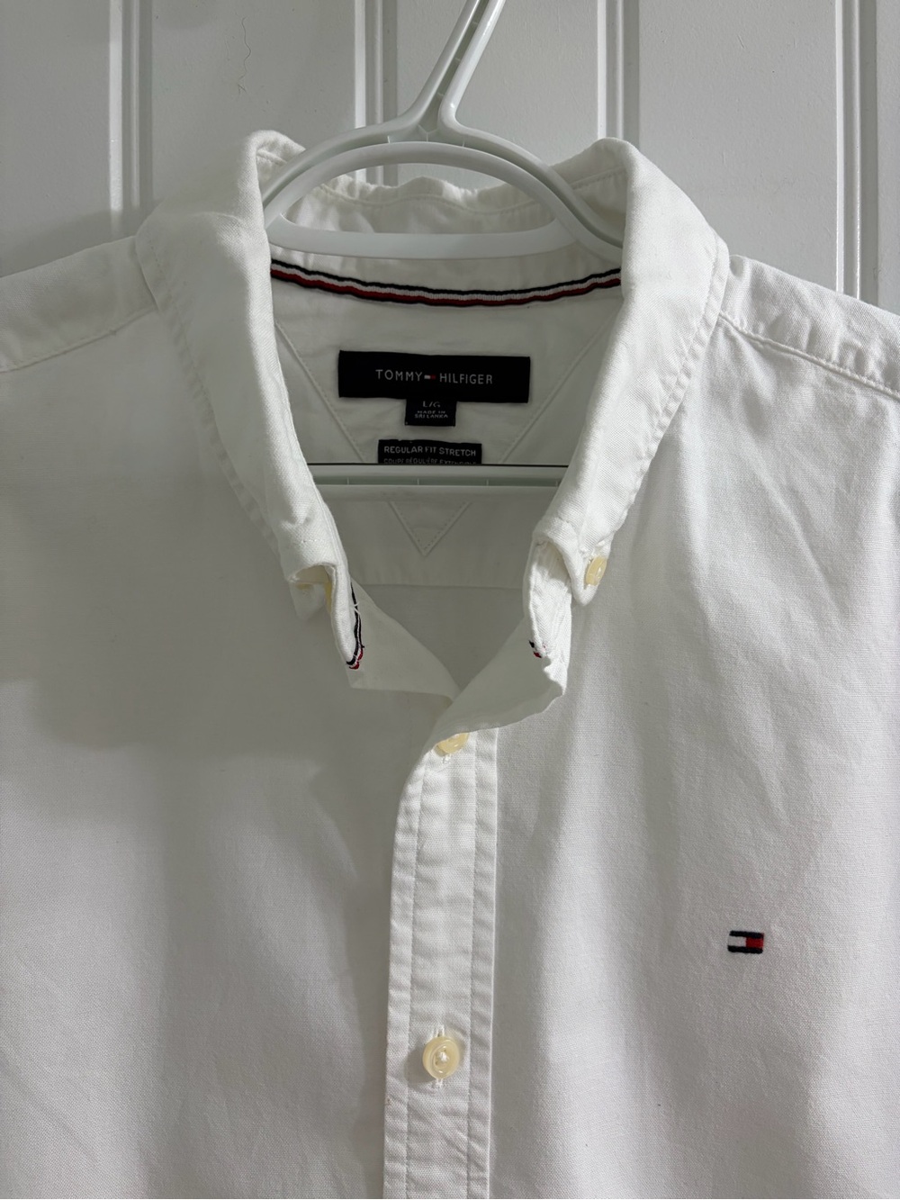 Tommy Hilfiger Men’s White Oxford Stretch Short-Sleeve Button-Down L Classic - Picture 3 of 9